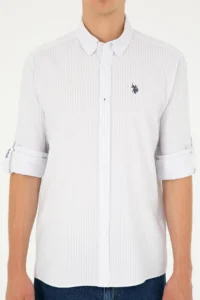 US Polo Assn. Men Lilac Striped White Shirt - Image 6