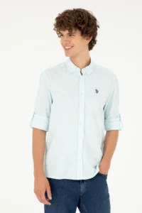 US Polo Assn. Men's Aqua Green Striped Shirt