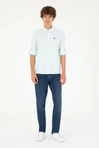 US Polo Assn. Men's Aqua Green Striped Shirt - Image 4