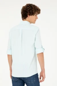 US Polo Assn. Men's Aqua Green Striped Shirt - Image 5