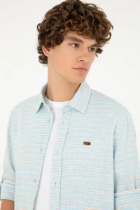 US Polo Assn. Men Blue Long Sleeve Shirt - Image 2