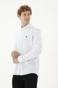 US Polo Assn. Men Blue Printed White Shirt - Image 3