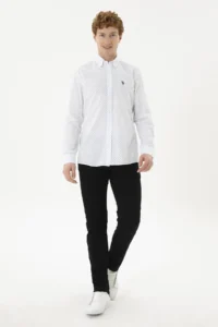 US Polo Assn. Men Blue Printed White Shirt - Image 4