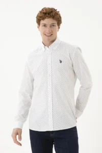 US Polo Assn. Men Beige Printed White Shirt