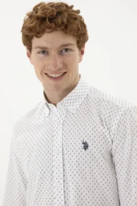 US Polo Assn. Men Beige Printed White Shirt - Image 2