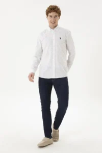 US Polo Assn. Men Beige Printed White Shirt - Image 4