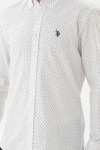 US Polo Assn. Men Beige Printed White Shirt - Image 6