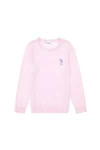 US Polo Assn. Girls' Pink Crew Neck Basic Sweater - Image 2