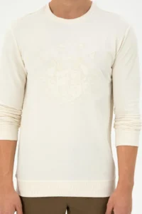 US Polo Assn. Men Regular Fit Crew Neck Cream Sweatshirt - Image 6