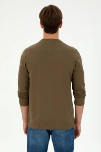 US Polo Assn. Men Regular Fit Crew Neck Khaki Sweatshirt - Image 5