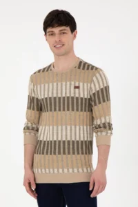 US Polo Assn. Men Regular Fit Crew Neck Stone Sweatshirt