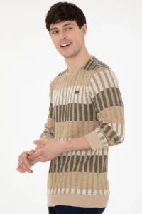 US Polo Assn. Men Regular Fit Crew Neck Stone Sweatshirt - Image 3