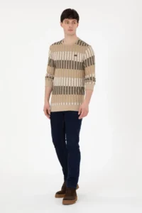 US Polo Assn. Men Regular Fit Crew Neck Stone Sweatshirt - Image 4