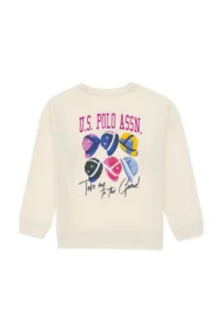 US Polo Assn. Girls' Cream Crew Neck Sweatshirt - Image 3
