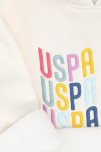 US Polo Assn. Girls' Cream Colorful Logolu Hooded Sweatshirt - Image 5