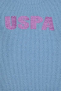 US Polo Assn. Girls' Light Blue Crew Neck Sweatshirt - Image 3