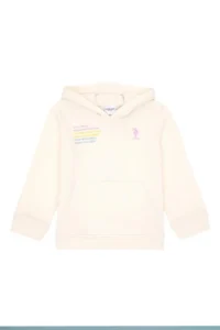US Polo Assn. Girls' Cream Hooded Sweatshirt - Image 2