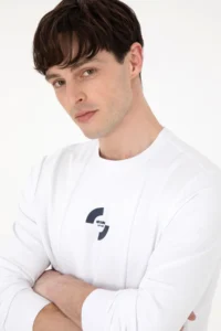 US Polo Assn. Men Regular Fit Crew Neck White Sweatshirt - Image 2