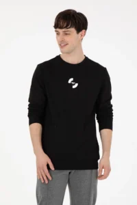 US Polo Assn. Men Regular Fit Crew Neck Black Sweatshirt