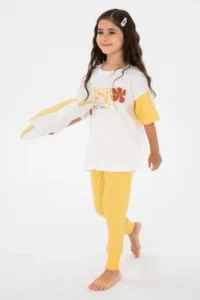US Polo Shirt Assn. Girls' Yellow Bottom Top Set