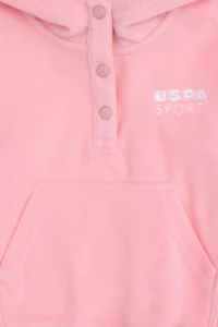 US Polo Assn. Girls' Powder Pink Hooded Sweatshirt - Image 3