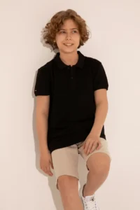 US Polo Assn. Boys' Black Basic Polo Shirt Collar T-Shirt - Image 4