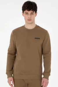 US Polo Assn. Men Regular Fit Crew Neck Khaki Sweatshirt - Image 3