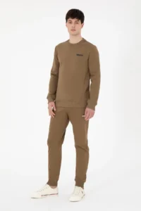 US Polo Assn. Men Regular Fit Crew Neck Khaki Sweatshirt - Image 4