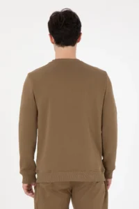 US Polo Assn. Men Regular Fit Crew Neck Khaki Sweatshirt - Image 5