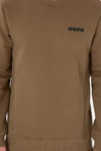 US Polo Assn. Men Regular Fit Crew Neck Khaki Sweatshirt - Image 6
