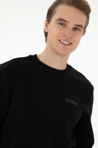 US Polo Assn. Men Regular Fit Crew Neck Black Sweatshirt - Image 2