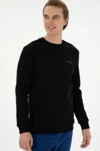 US Polo Assn. Men Regular Fit Crew Neck Black Sweatshirt - Image 3