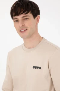 US Polo Assn. Men Regular Fit Crew Neck Stone Sweatshirt - Image 2