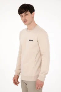 US Polo Assn. Men Regular Fit Crew Neck Stone Sweatshirt - Image 3