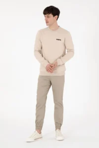 US Polo Assn. Men Regular Fit Crew Neck Stone Sweatshirt - Image 4