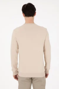 US Polo Assn. Men Regular Fit Crew Neck Stone Sweatshirt - Image 5