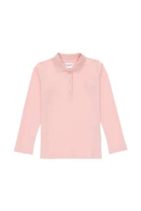 US Polo Assn. Girls' Dusty Pink Polo Shirt Collar Basic Sweatshirt