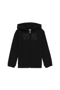 US Polo Assn. Girls' Black Hooded Basic Sweatshirt