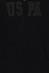 US Polo Assn. Girls' Black Hooded Basic Sweatshirt - Image 3