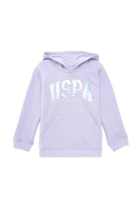 US Polo Assn. Girls' Lilac Hooded Basic Sweatshirt - Image 2