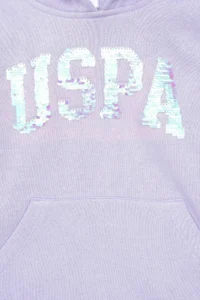 US Polo Assn. Girls' Lilac Hooded Basic Sweatshirt - Image 4