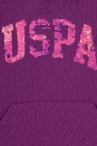 US Polo Assn. Girls' Violet Hooded Basic Sweatshirt - Image 3