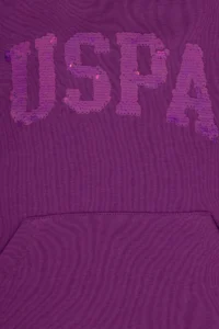 US Polo Assn. Girls' Violet Hooded Basic Sweatshirt - Image 4