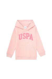 US Polo Assn. Girls' Dusty Pink Hooded Basic Sweatshirt - Image 2