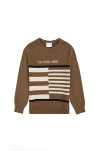 US Polo Assn. Boys' Khaki Crew Neck Sweater