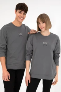 US Polo Assn. Men comfort Fit Crew Neck Gray Basic Sweatshirt - Image 2