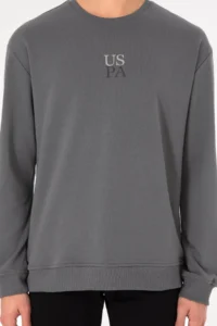 US Polo Assn. Men comfort Fit Crew Neck Gray Basic Sweatshirt - Image 7