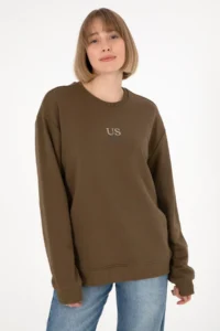 US Polo Assn. Men comfort Fit Crew Neck Khaki Basic Sweatshirt - Image 3