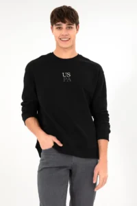 US Polo Assn. Men comfort Fit Crew Neck Black Basic Sweatshirt - Image 5