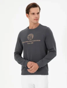 US Polo Assn. Men Regular Fit Crew Neck Anthracite Sweatshirt